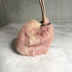 GUCCI Half Moon Loop Handle Mauve Fur Mini Clutch Bag