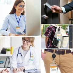 20Pcs Extra Thick Vertical ID Badge Holders, Double-Deck Clear Plastic Name Tag,