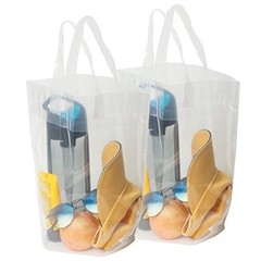 Clear Bag with Soft Loop Handle 12 X 12 X 6 Thick Plastic Shopping Stadium Tote