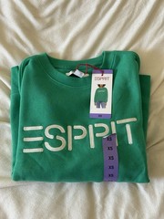 Esprit Green Logo Graphic Print Crew Neck Pullover Sweatshirt Size XS