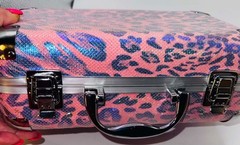 Pink Silver Sparkley Jewelry Make Up Case with Metal Latches Pull Outs & Mirror