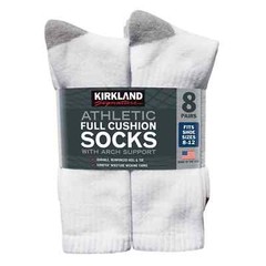 Kirkland Signature Men’s Athletic Sock, 8-pair Arch Support Made in USA