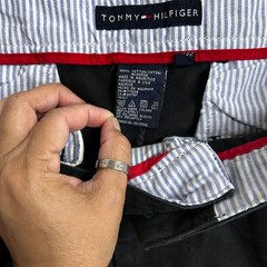 Tommy Hilfiger Chino Pants Mens Size 36 Black Pleated Cuffed Cotton Classic Fit