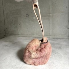 GUCCI Half Moon Loop Handle Mauve Fur Mini Clutch Bag