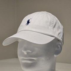 Polo Ralph Lauren Men’s One Size Cotton Chino Adjustable Ball Cap White Blue