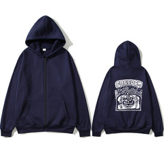Grey Zipped Hooded Cosplay Sweatshirt Unisex Casual Hoodie Jacket
