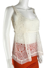 Louis Vuitton New Auth 6 US 38 FR S M Ivory Silk Sheer Dress Top Blouse Runway