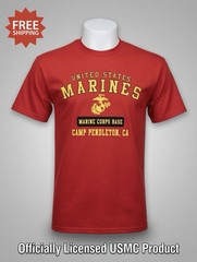 UNITED STATES MARINE CORPS “USMC BASE CAMP PENDLETON, CA”- Red T-Shirt – Sz XL