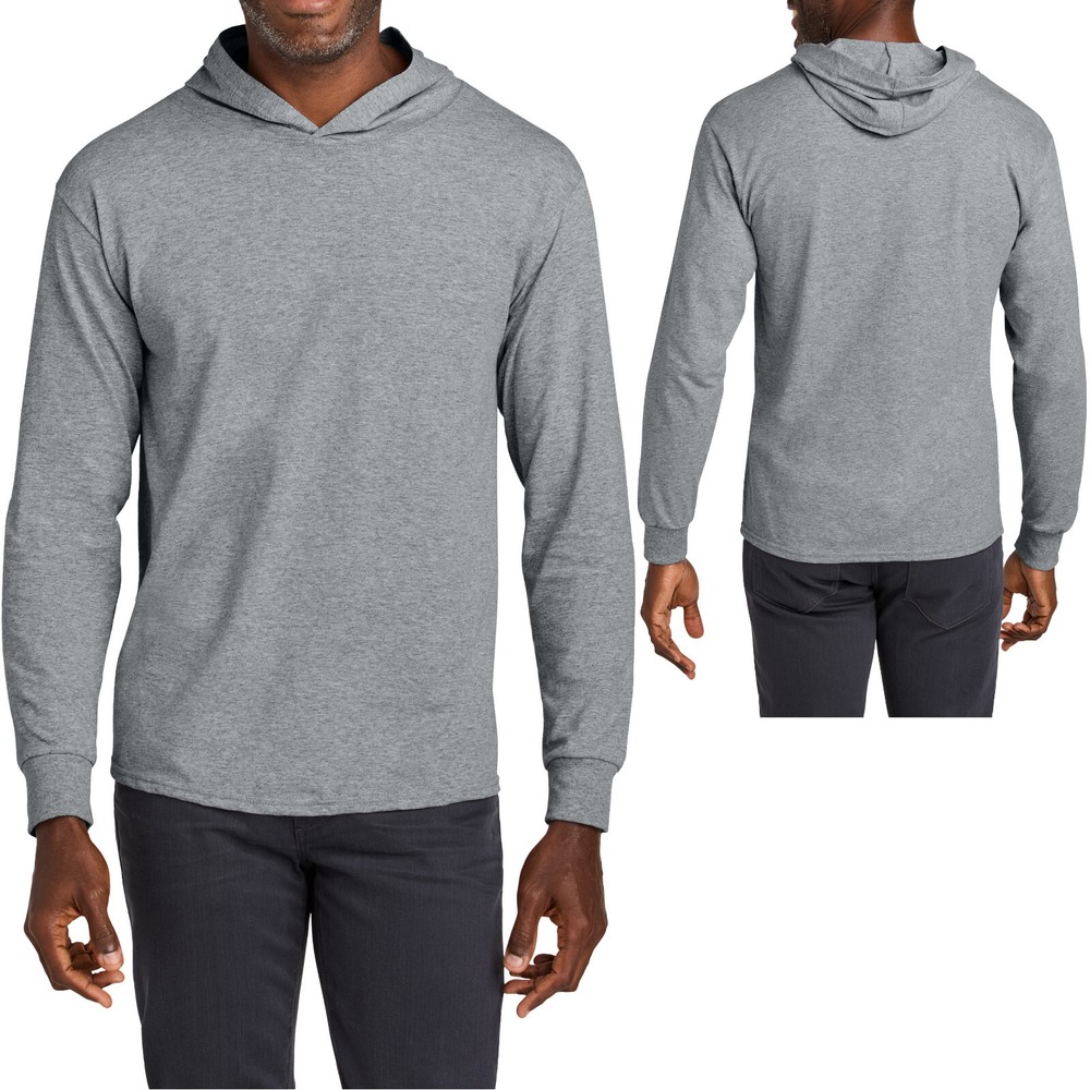 Mens Jerzees Cotton Long Sleeve Hoodie Tee Hooded T-Shirt 100% Classic Fit S-3XL