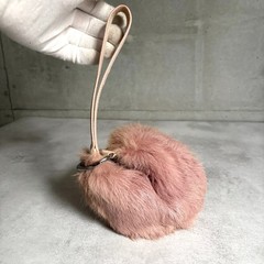 GUCCI Half Moon Loop Handle Mauve Fur Mini Clutch Bag