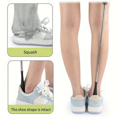 28″ Stainless Steel Long Handle Shoe Horn Metal Shoehorn Dressing Aid Heavy Duty