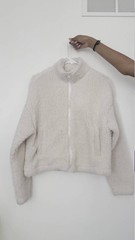 Garage Cream Sherpa Fleece Zip Up Jacket Coat XS