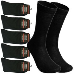 3-12 Pairs Men Solid Black Crew Dress Socks Casual Formal Cotton Size 10-13