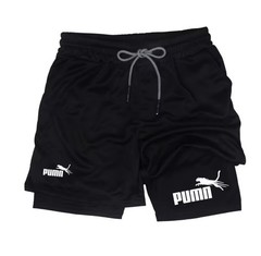 Summer Breathable Two-in-one Double-layer Shorts Men’s Elastic Compression Short