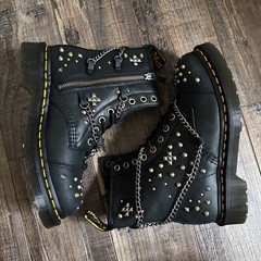 Dr. Martens 1460 Studded Chain Leather Lace Up Utility Boots Size M4 W5 EU36