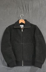 COS Men’s Black Teddy Jacket W/ Funnel Neck