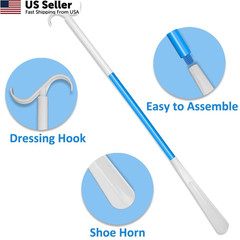 35.5 Inch Long Handled Shoe Horn, Dressing Stick, Sock Remover Aid Helper -…