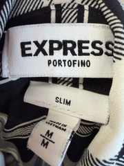 Express Button-Up Shirt Patchwork Design Black and White Med Slim Fit