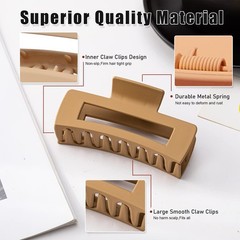 16 PCS Large Matte Claw Hair Clips – 4 Styles & Colors, Strong Hold for Thick &
