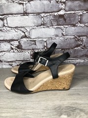 UGG Black Leather Casual Cork Wedge Ankle Strap Sandals Women’s Sz 7M US/38EU