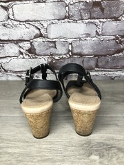 UGG Black Leather Casual Cork Wedge Ankle Strap Sandals Women’s Sz 7M US/38EU
