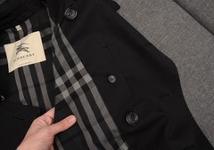 Men’s Burberry Double Breasted Black Cotton Trench Coat Jacket Size 48,US 38,S-M