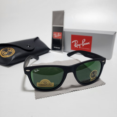 Ray-Ban RB2140 Wayfarer Sunglasses Black Frame Glass Green Lens 50-22 mm