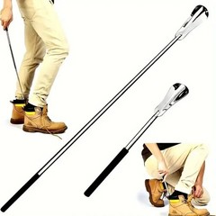 Retractable Stainless Steel Shoe Horn Black Shoe Helper Elderly Men Women