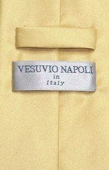 Vesuvio Napoli Solid GOLD Color NeckTie and Handkerchief Mens Neck Tie Set