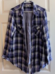 Old Navy Purple Flannel Button Up Size XXL Long Sleeve