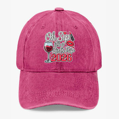 Oh Sip It’s A Girls Trip 2026 Hat Funny Bachelorette Wine Party Baseball Cap