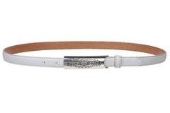 3/4 Inch (19mm) Embossed Rectangular Feather Edged Skinny Stitch Leather Belt