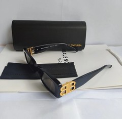 Balenciaga BB0096S Black/Grey Full-Rim Rectangle Unisex Sunglasses