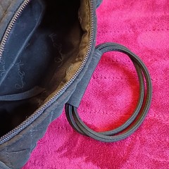 Vera Bradley Small Quilted Handbag Purse Black Unique 4 Loop Handles (458