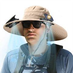 Sun Hat with Fans Solar Power USB Cooling Hats Wide Brim Fishing Camping Bucket