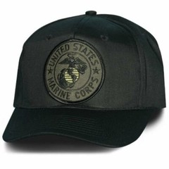 United States Marine Corps Subdued Cover – USMC Eagle Globe & Anchor Black Hat