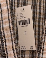 Pilcro Women’s Plaid Ruched Slim Fit Short Sleeve Collared Button Blouse S