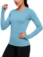 Women Thumb Hole Long Sleeve Shirt Neon Athletic Workout Activewear Top