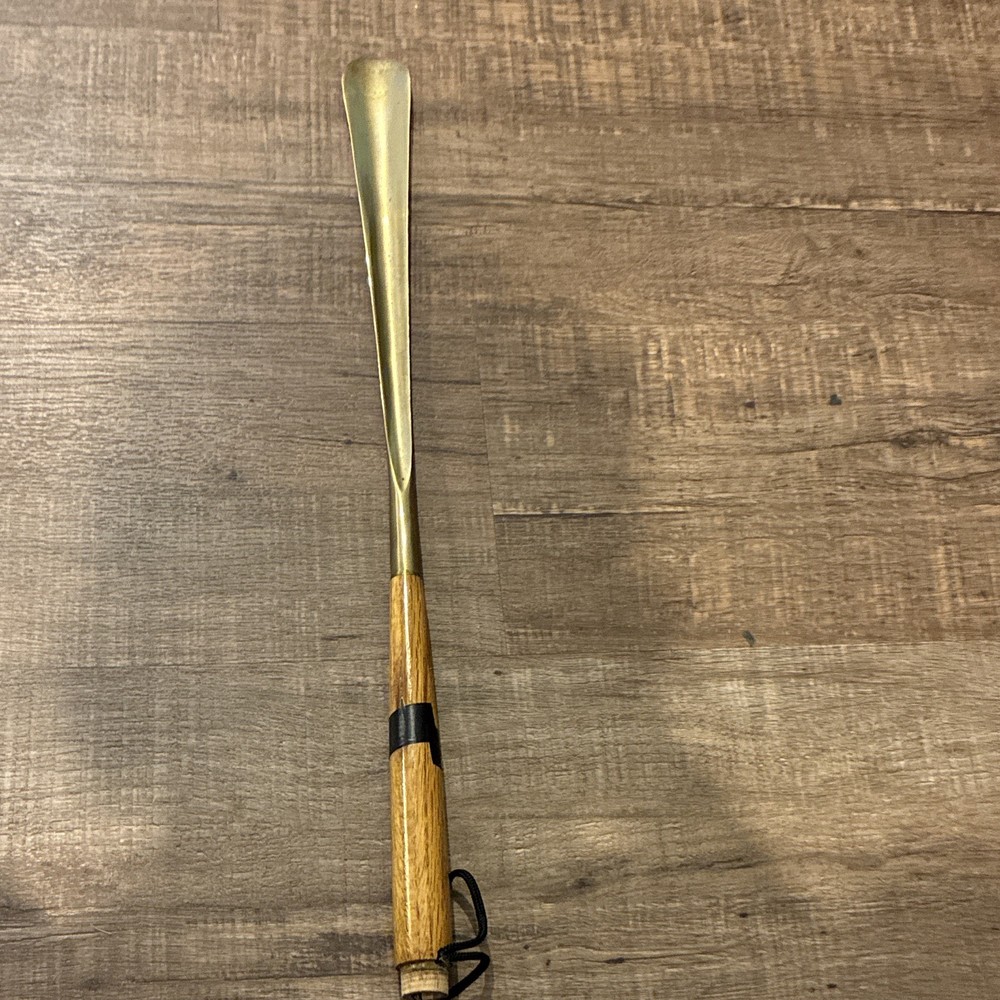 Metal Shoe Horn with Wood Handle, Hanging Loop for Easy Storage and Use