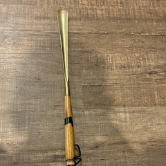 Metal Shoe Horn with Wood Handle, Hanging Loop for Easy Storage and Use