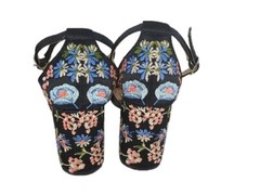 Steve Madden Embroidered Ankle Strap 3.5″ Block Heels Size 7.5 M US 38M EU