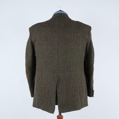 Mens Check HARRIS TWEED Jacket 50R US Size Dark Green Wool Sport Coat Blazer