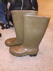 Men’s Green Rubber Knee High Rain Boots Pull-On Round Toe Solid Size 11 D