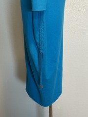 ESCADA “Duqua”Lagoon Blue Stretch Viscose Knit Ruched Sheath Dress sz.M US 38 EU