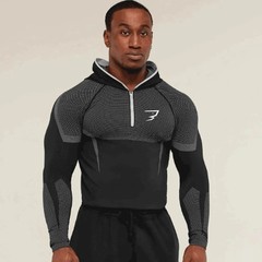 Men’s Quick Dry Compression Hoodie Long Sleeve Half Zip Gym Shirt Sports Tops