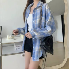 Womens Oversized Plaid Flannel Shirt Long Sleeve Button Down Check Blouse Top