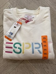 Esprit Women’s Logo Fleece Crewneck Sweatshirt Cream Viral 80’s Costco 2XL XXL