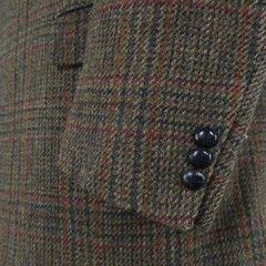 Mens Check HARRIS TWEED Jacket 50R US Size Dark Green Wool Sport Coat Blazer