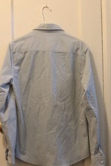 Reiss Men’s Solid Blue Long Sleeve Button-Up Shirt, Regular Fit, S Pockets