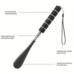 28″ Stainless Steel Long Handle Shoe Horn Metal Shoehorn Dressing Aid Heavy Duty